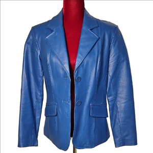 Blue Leather Blazer Size 8